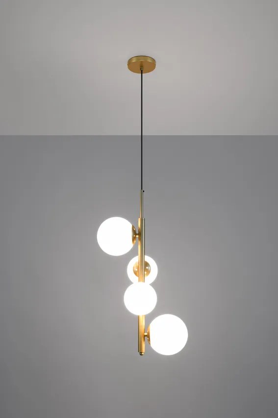 Candellux Mosadzný závesný luster Cordel pre žiarovku 4x G9 34-01559