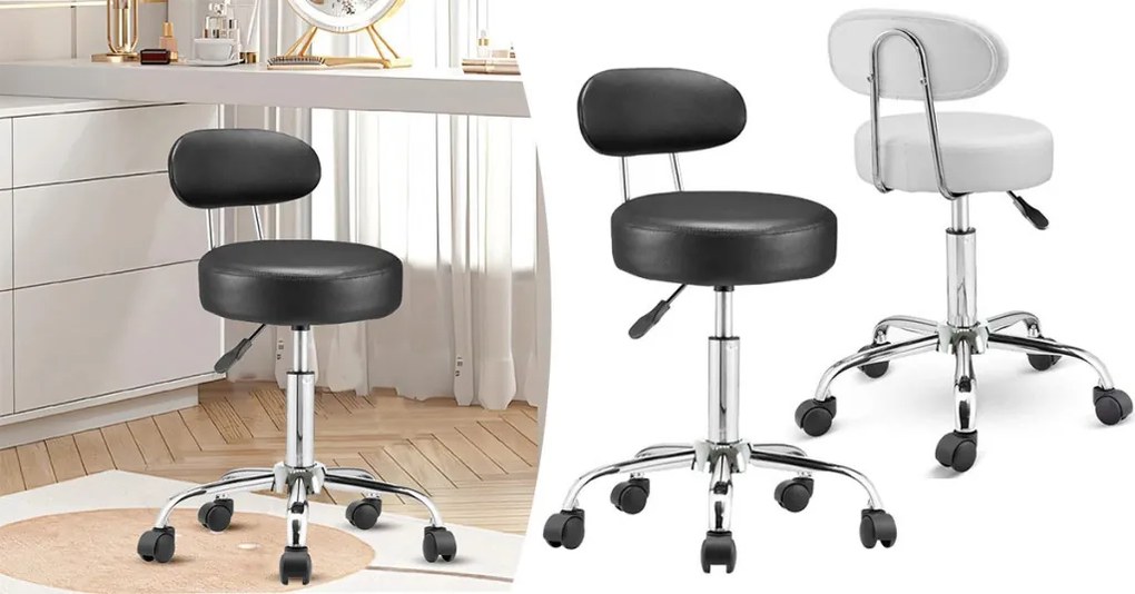 Kozmetická stolička s opierkou, čierna