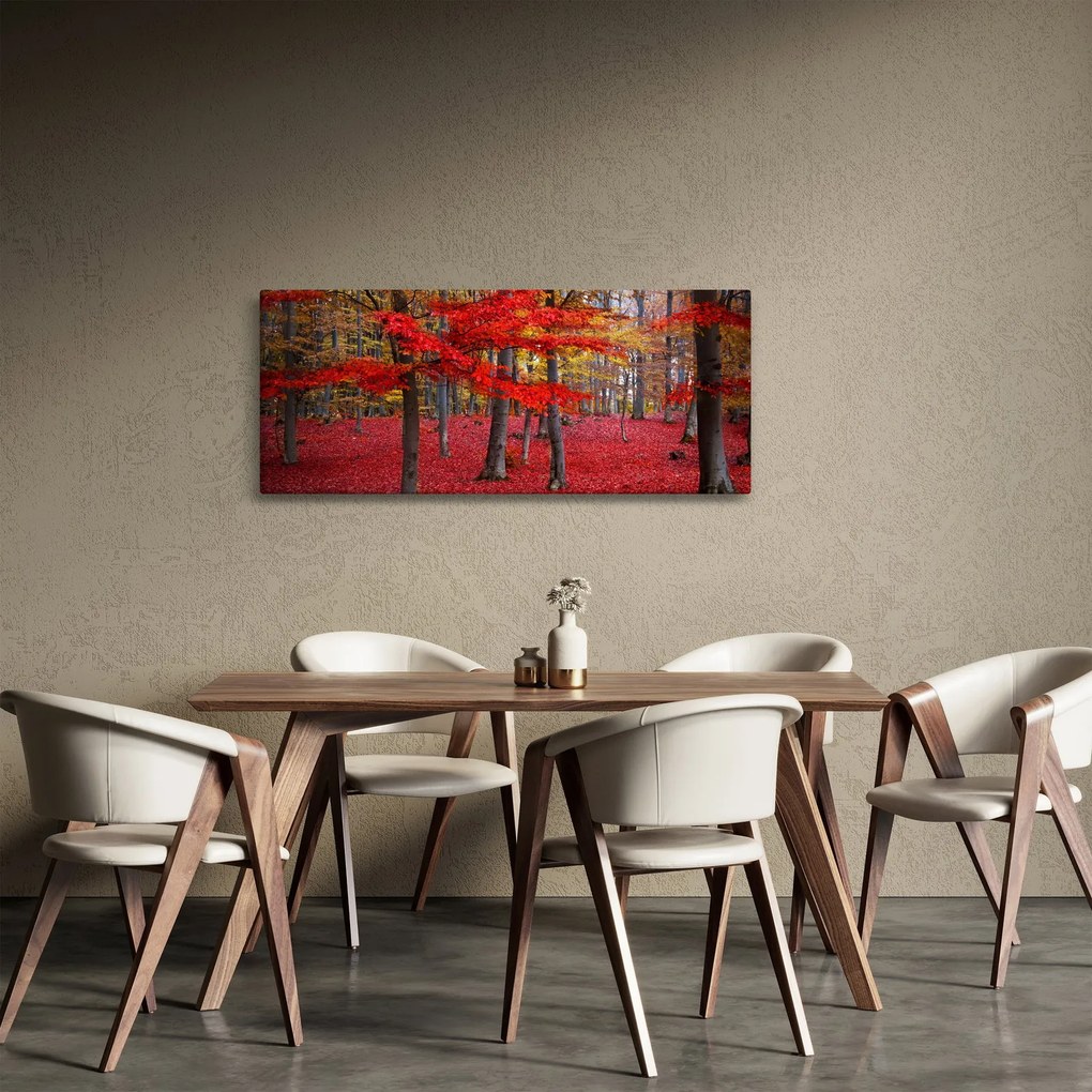 Obraz - Červený les (120x50 cm)