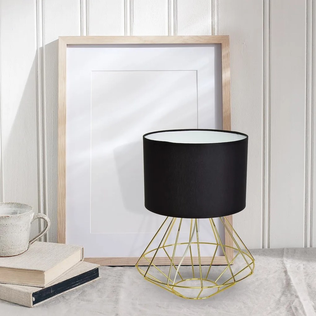 Stolná lampa Lupo, 1x čierne textilné tienidlo, g