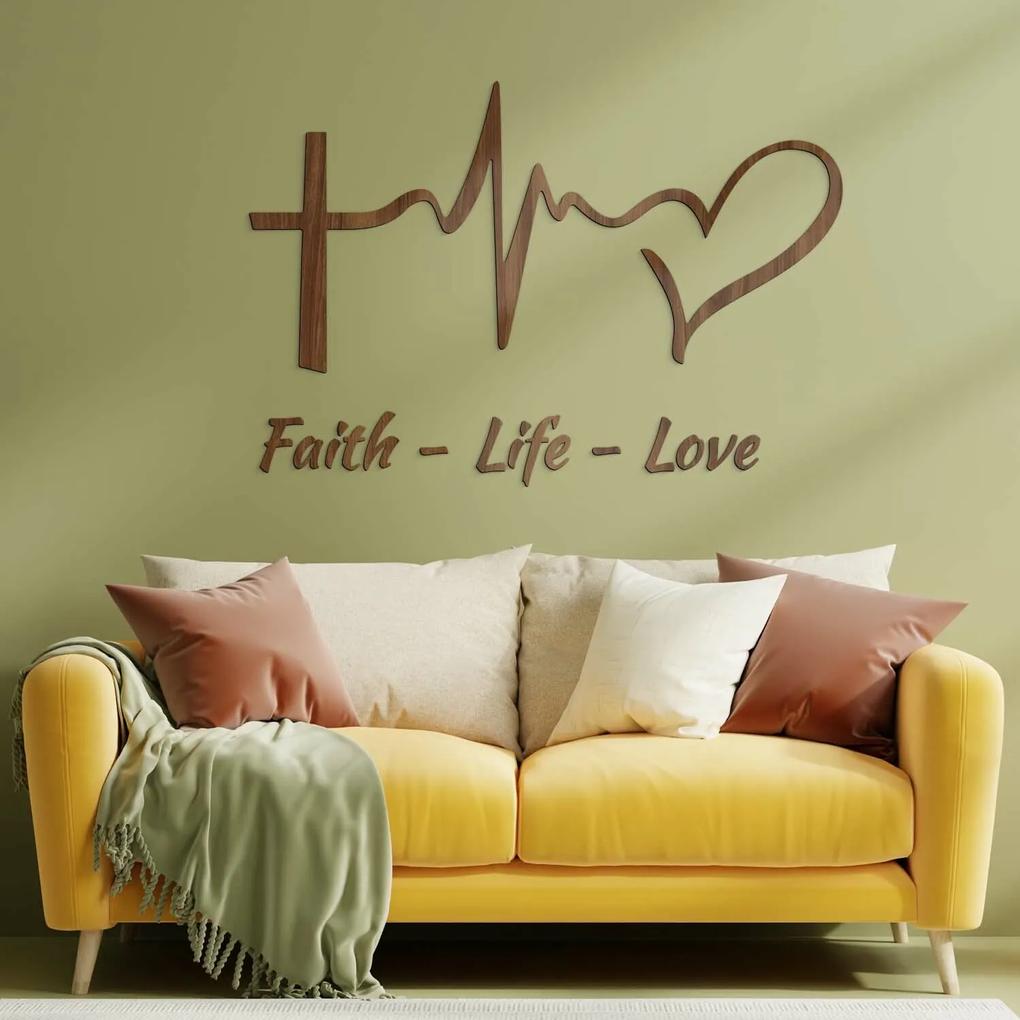 DUBLEZ | Drevená kresťanská nálepka - Faith, Life, Love