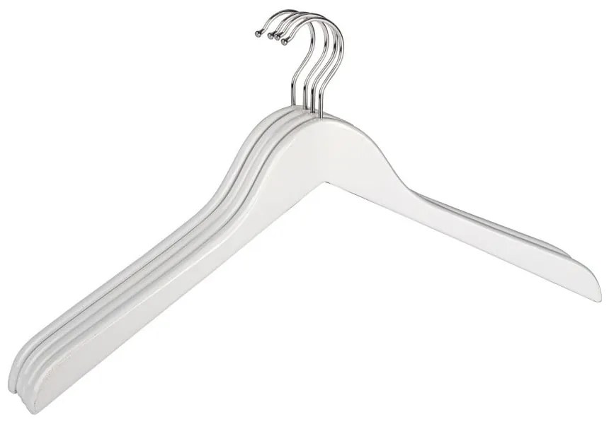 Sada 4 bielych drevených vešiakov na oblečenie Wenko Hanger Blanca