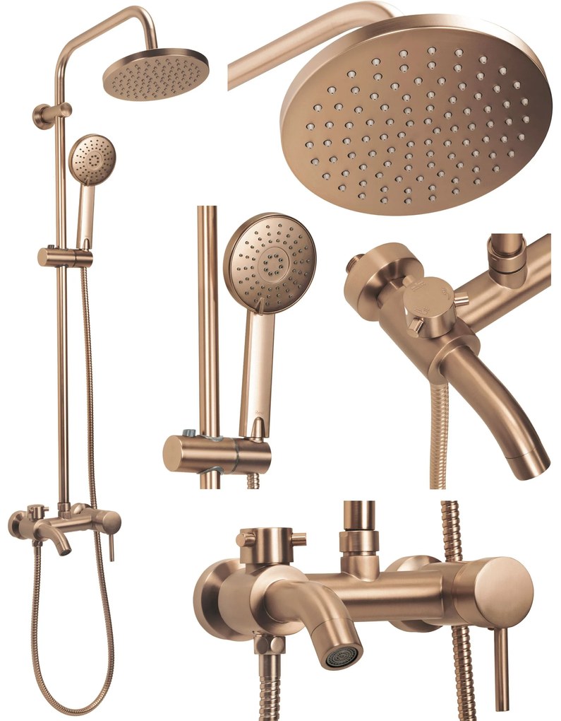 Rea Luis - sprchový set s vaňovým výtokom, medená matná, REA-P7156