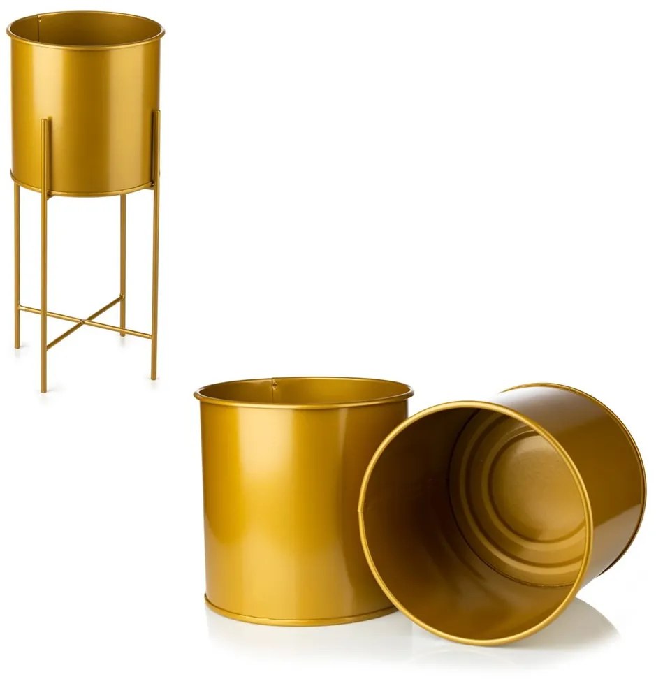 KOVOVÝ KVETINÁČ SO STOJANOM GOLDEN 55X21 CM ZLATÁ