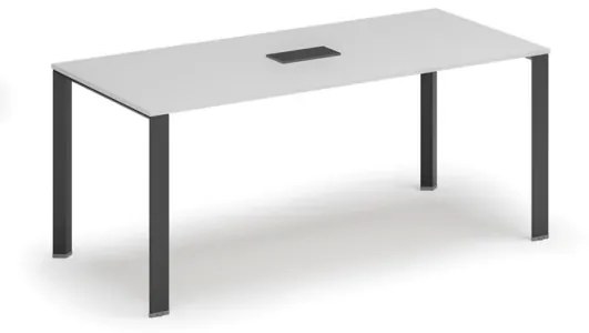 Stôl INFINITY 1800 x 900 x 750, biela + stolná zásuvka TYP V, čierna