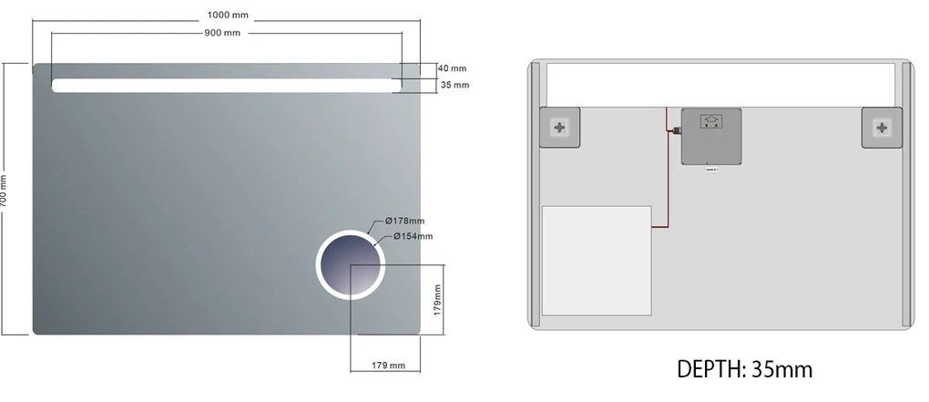 Sapho Sapho, ASTRO LED podsvietené zrkadlo 1000x700mm, kozmetické zrkadielko, MIRL4