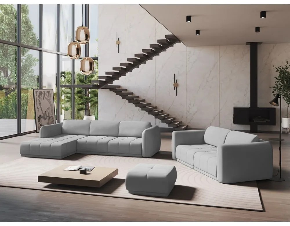 Svetlosivá rohová pohovka (ľavý roh) Hoku – Makamii