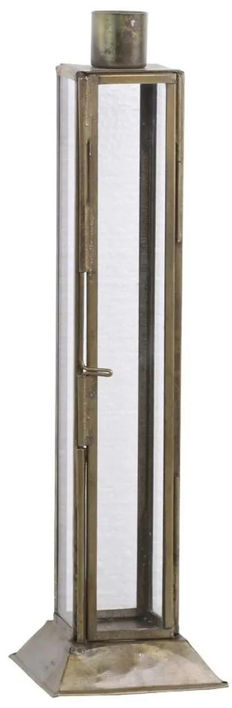 Mosadzný antik kovový svietnik na úzku sviečku Forei - 6.5*6.5*22cm