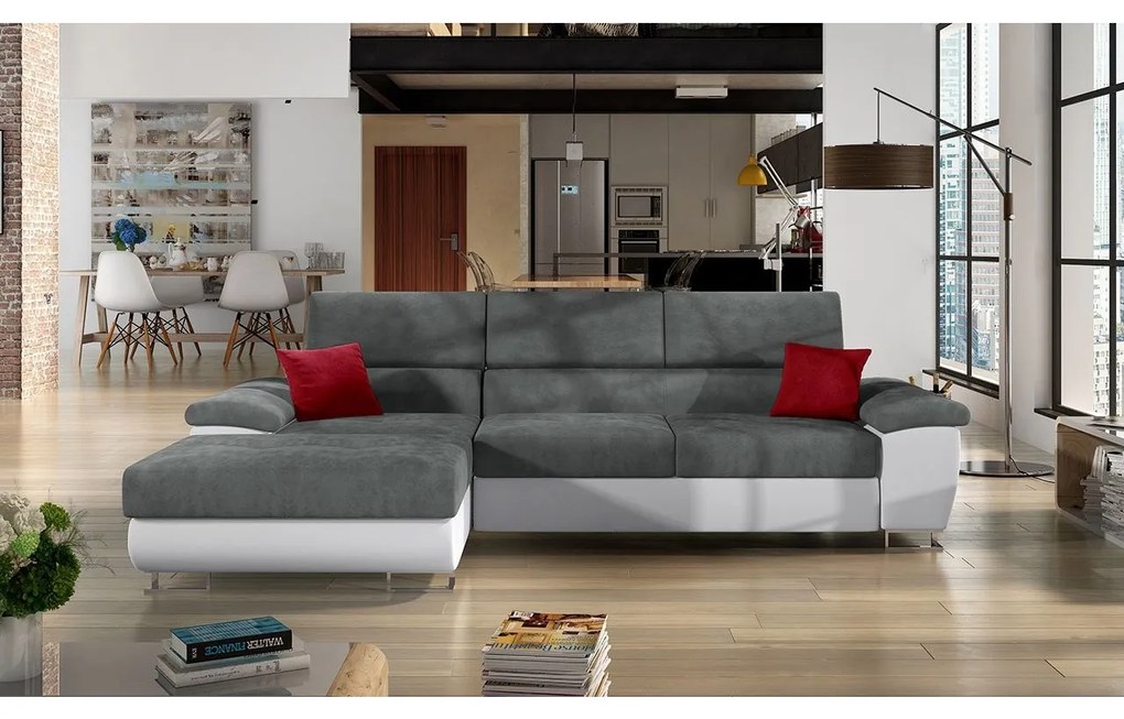 Rohová sedacia súprava Alvin Mini, Dostupné poťahy: ekokoža Soft 017 + Lux 06 + ekokoža Soft 017, Strana: ľavá