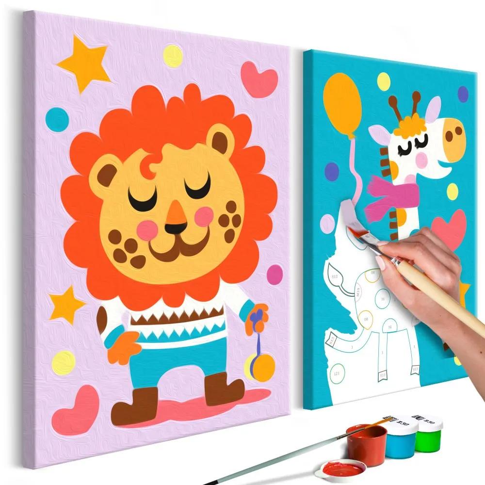 Maľovanie podľa čísiel - Lion & Giraffe 33x23