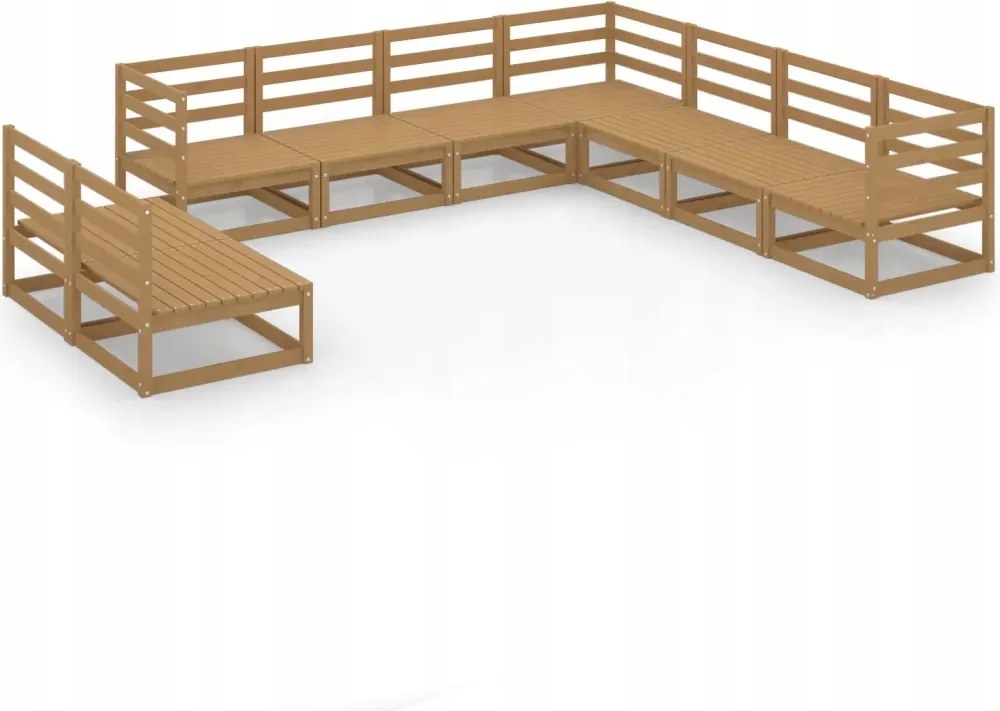 vidaXL 9-dielna sedacia súprava do záhrady, medovo hnedá, borovica