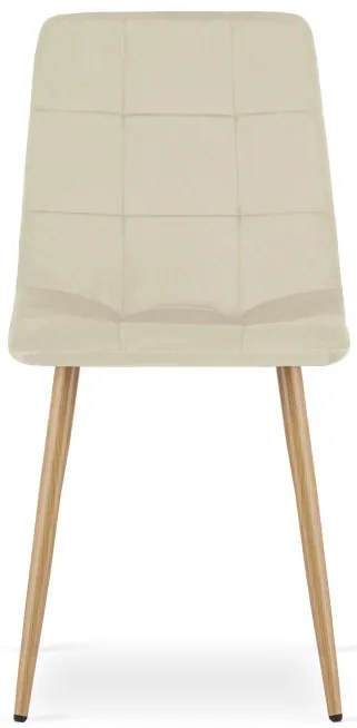Set štyroch jedálenských stoličiek KARA zamat svetlobéžový (naturálne nohy) 4 ks