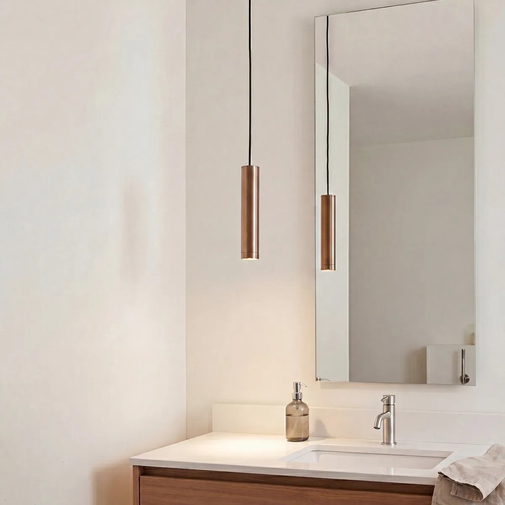 Dizajnové závesné svietidlo tmavý bronz GU10 50mm IP44 - Tuba