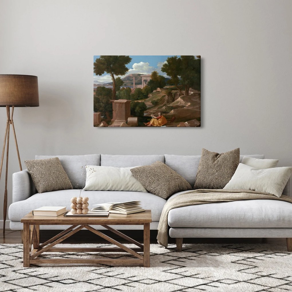 Obraz - Nicolas Poussin, Landscape with Saint John on Patmos, reprodukcia (90x60 cm)