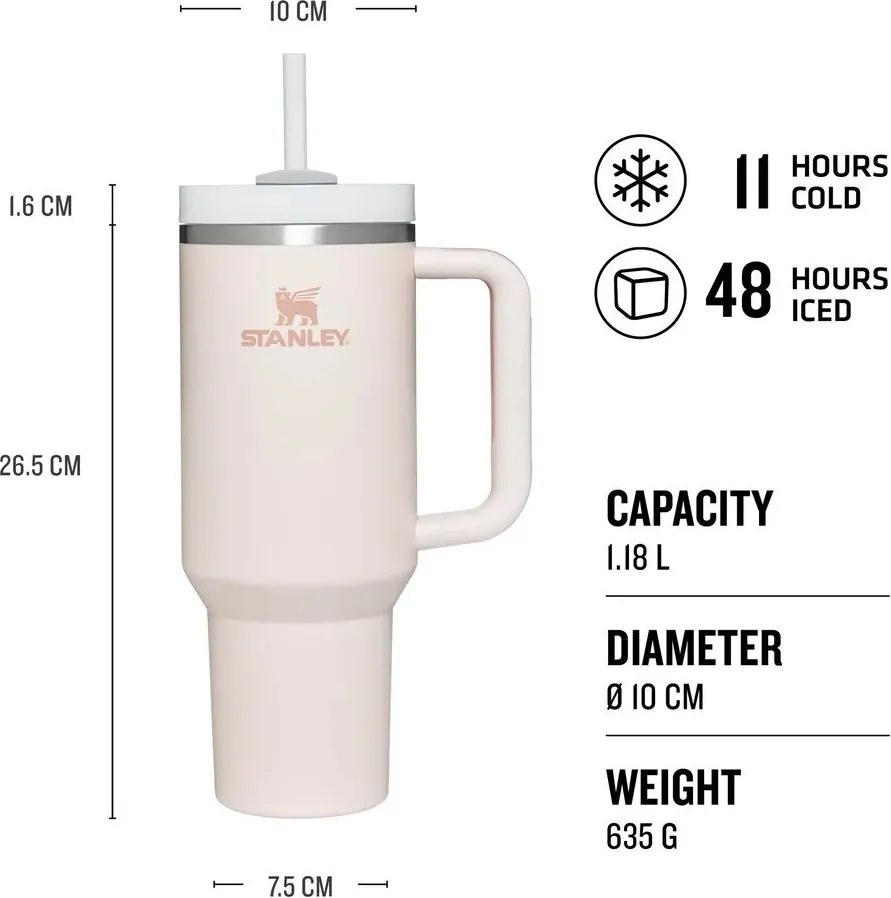 Svetlosivá termoska so slamkou z nehrdzavejúcej ocele 1,18 l Quencher H2.0 FlowState Tumbler Ash – Stanley