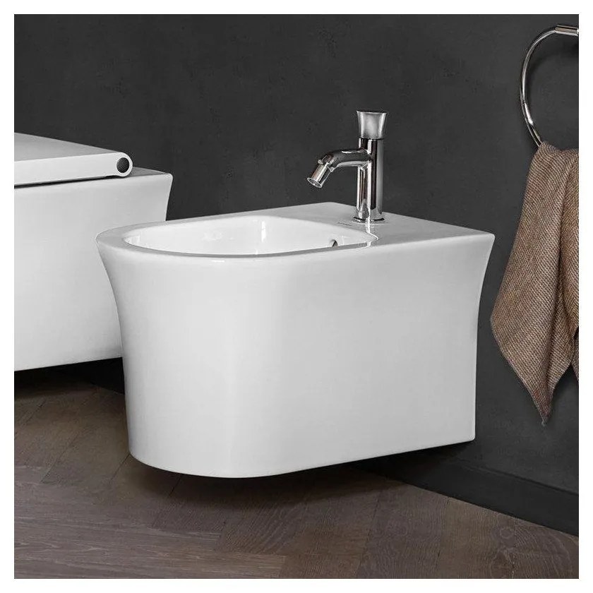 DURAVIT White Tulip závesný bidet s otvorom, s prepadom, 370 x 540 mm, biela, s povrchom WonderGliss, 22931500001