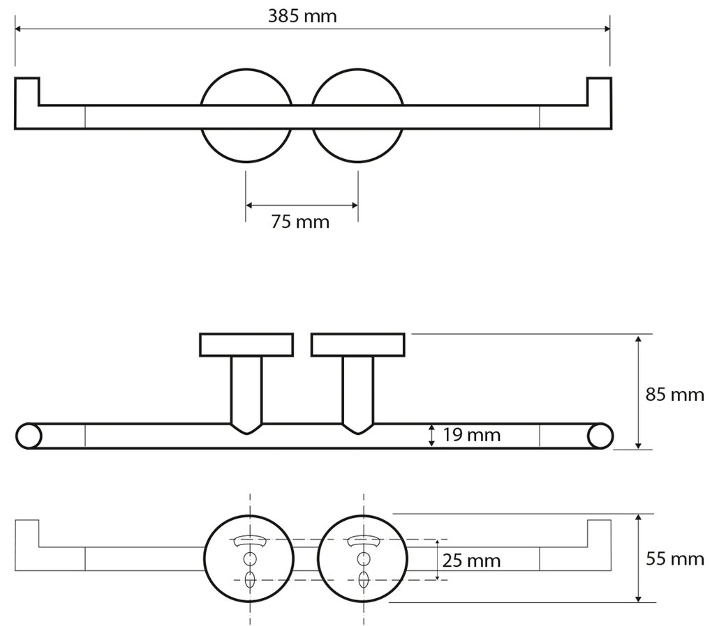 Sapho, X-ROUND držiak toaletného papiera dvojitý s dvoma úchytami, chróm, XR700