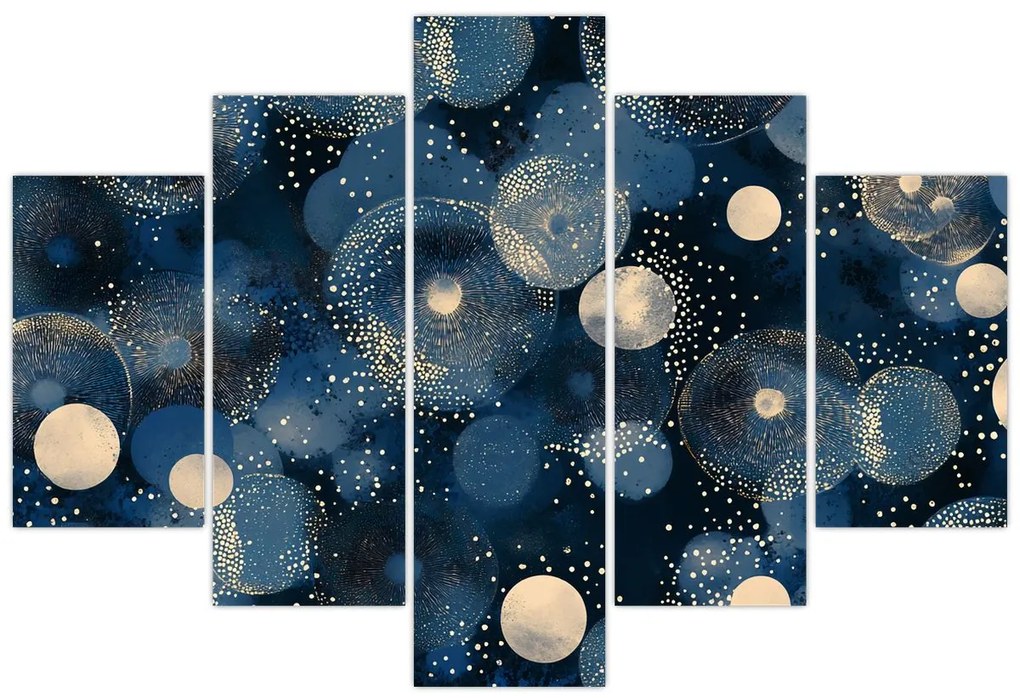 Obraz - Modro-zlaté krúžky (150x105 cm)