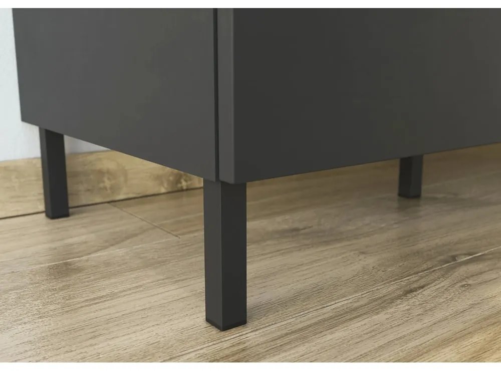 Sivá vysoká komoda v dekore duba 109x146 cm California - Germania