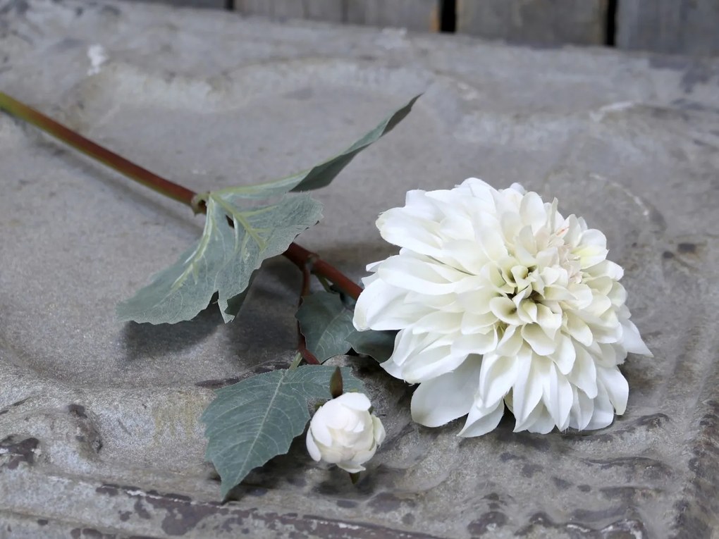 Dekorácia umelá krémová kvetina Jiřina Dahlia cream - 48 cm