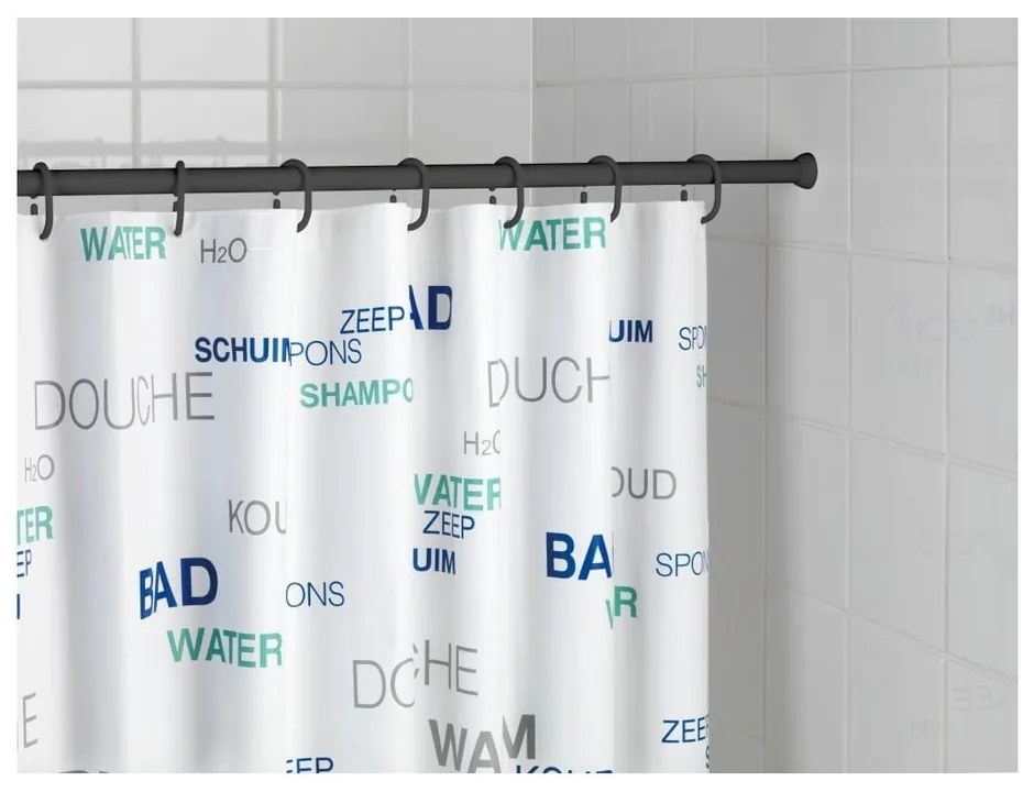 Čierna teleskopická tyč na sprchový záves Wenko Shower Curtain Rod