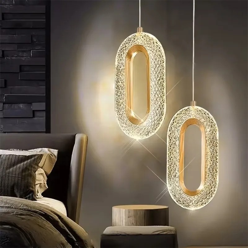 Závesný LED krištáľový luster G113-1CP zlatý/neutrálna biela