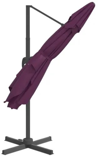 vidaXL Závesný slnečník s hliníkovou tyčou bordovočervený 400x300 cm-