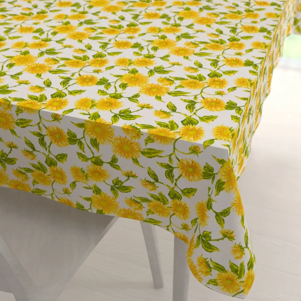 Biante Bavlnený obdĺžnikový obrus Sandra SA-602 Slnečnice na bielom 140x220 cm