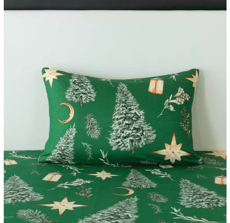 Povlak na vankúš z mikrovlákna GREEN CHRISTMAS 50x70 cm, zelený