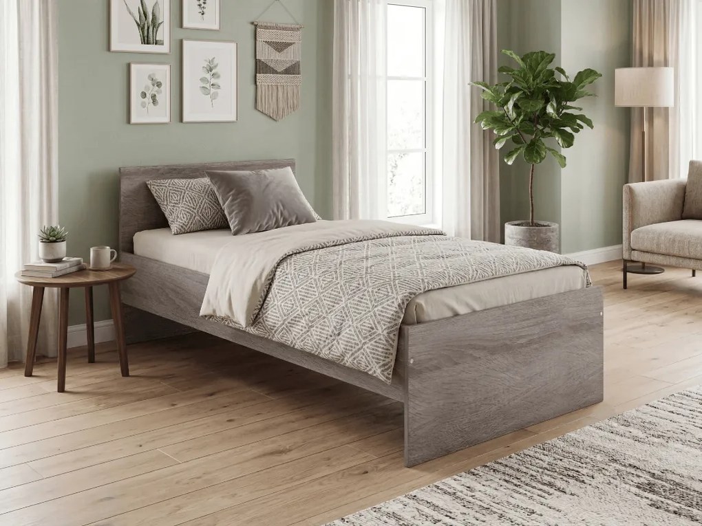 Posteľ ELISA 90 x 200 cm, dub lanýžový Rošt: Bez roštu, Matrac: Matrac DELUXE 10 cm