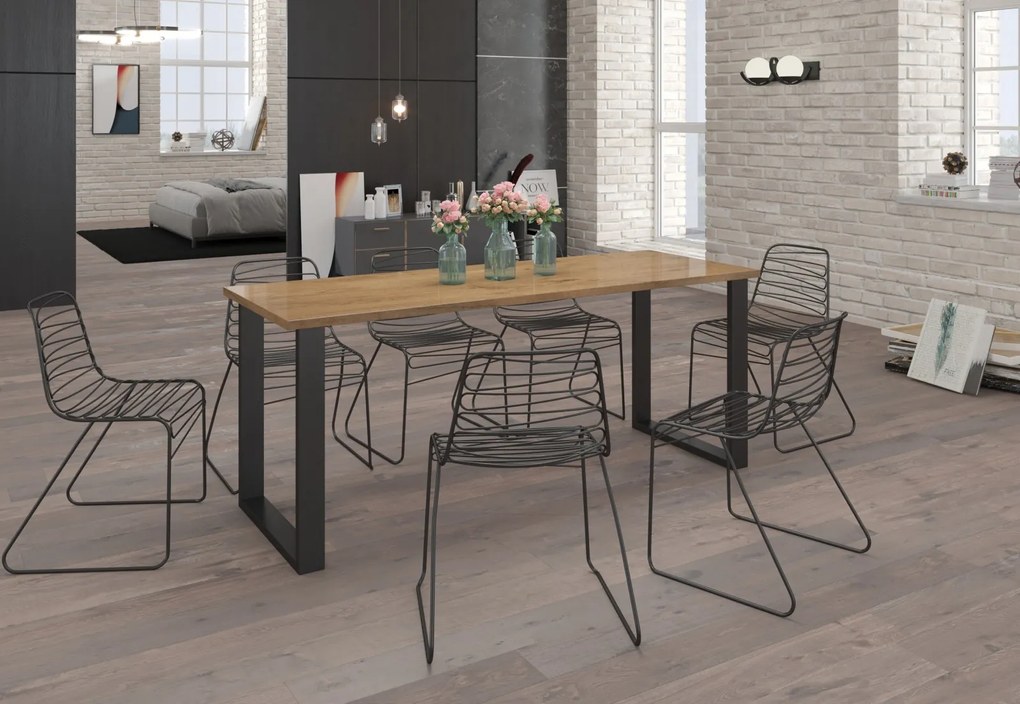 Jedálenský stôl Industrial dub artisan 185x67 cm