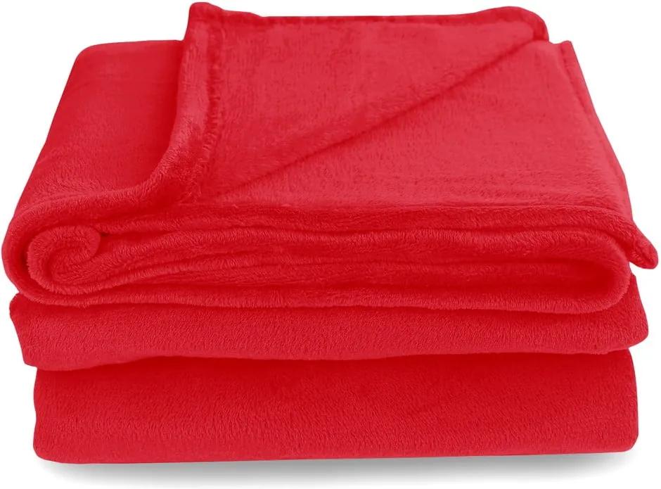 Červená deka z mikrovlákna DecoKing Mic, 200 × 220 cm