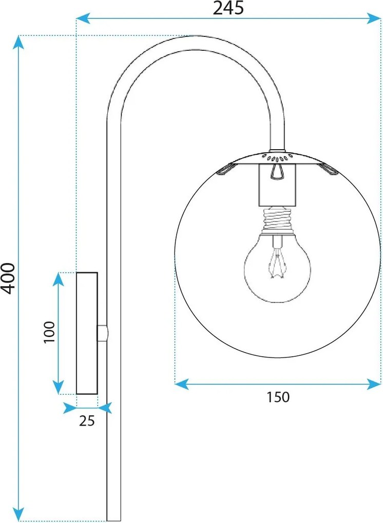 Toolight Toolight, nástenné svietidlo 1xE27, G092-1W, chrómová, OSW-09717