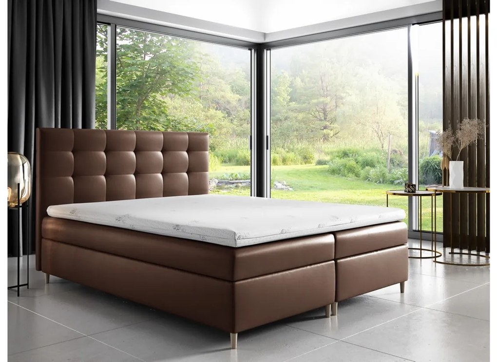 Čalúnená posteľ boxspring MARIANA + topper, 200x200, madryt 920