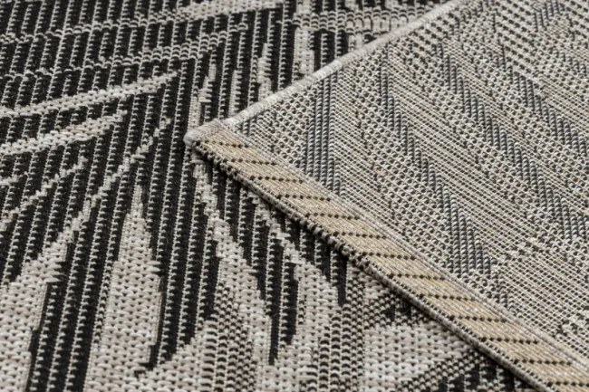 Koberec šnúrkový SIZAL FLOORLUX 20504 LÍSTIE strieborný / čierny DŽUNGĽA