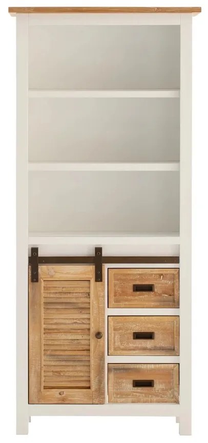furniture-nabytek.cz - Masivní vysoká skříňka do koupelny Capera z borovice a MDF, lakovaná, bílá a hnědá – 80×35×180 cm