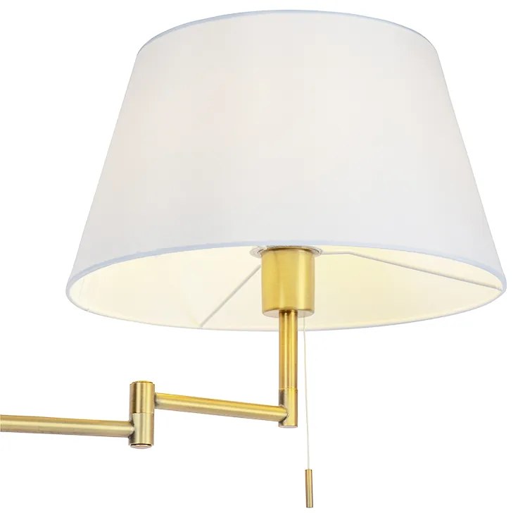 Stojaca lampa bronzová s bielym tienidlom a nastaviteľným ramenom - Ladas Deluxe