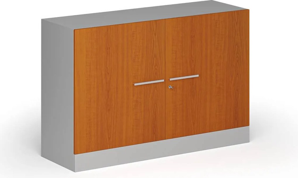 Kovová spisová skriňa s drevenými dverami, demontovaná, 800 x 1200 x 400 mm, čerešňa
