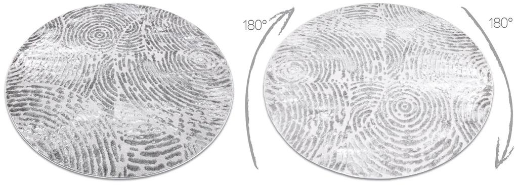 Okrúhly moderný  MEFE 8725, Štrukturálny dve vrstvy rúna, vzor odtlačok prstu, sivá