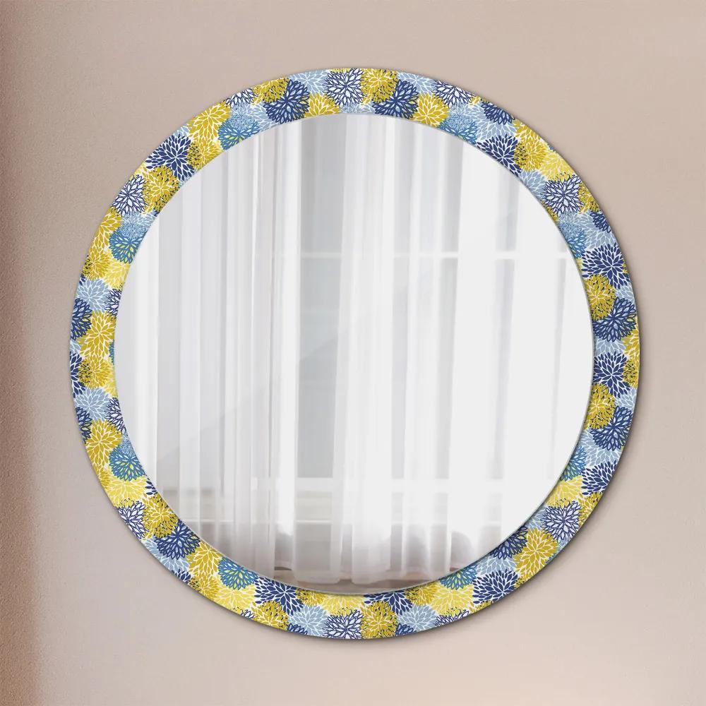 Okrúhle ozdobné zrkadlo Modré kvety fi 90 cm