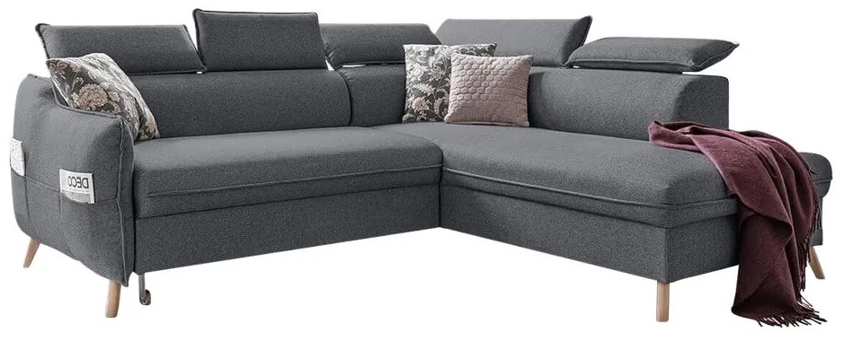 Tmavosivá rozkladacia rohová pohovka (pravý roh) Sweet Harmony – Miuform