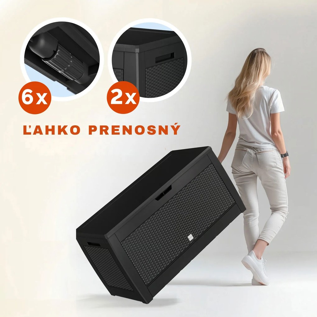 Odkladací box RATO, 310l, 119x48x60cm, antracitová Prosperplast