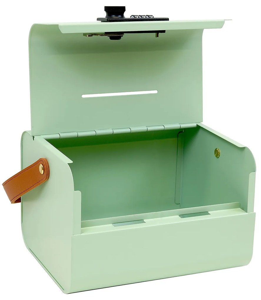Oceľová pokladnička s kódovým zámkom CB.2301.ZEL zelená, 15,5 x 20 x 15,5 cm