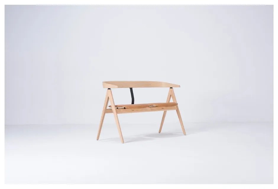 Lavica z dubového dreva s koženým sedadlom Gazzda Ava