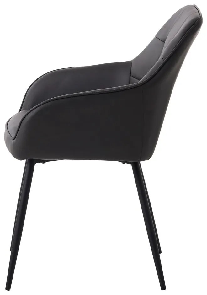 Tmavosivé čalúnené jedálenské kreslá v súprave s podrúčkami 2 ks Nolan Square – Unique Furniture