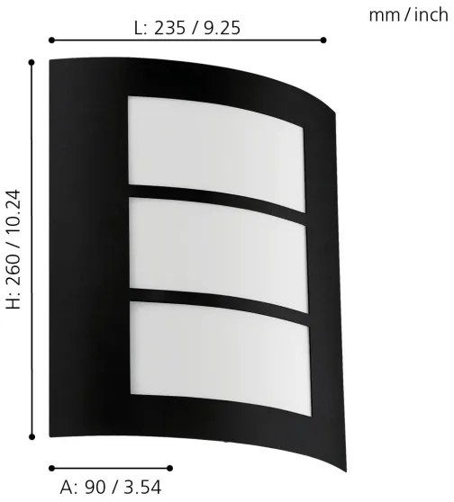 Eglo 99567 - Vonkajšie nástenné svietidlo CITY 1xE27/40W/230V IP44