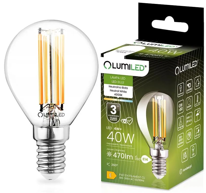 Žiarovka LED FIL 4W E14 470LM NB