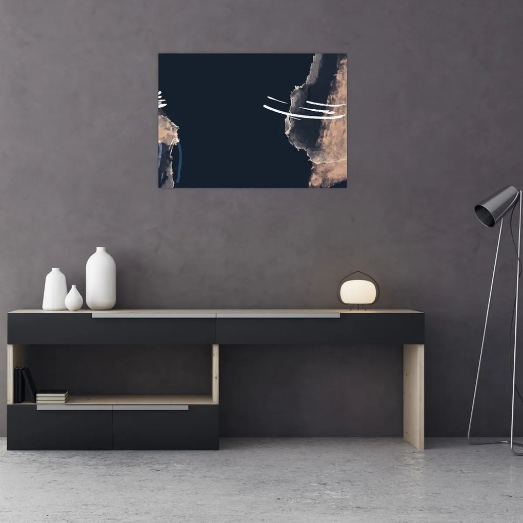Obraz - Tmavomodrá abstrakcia (70x50 cm)