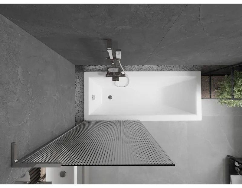 Mexen Next L, 1-krídlová vaňová zástena 80 x 150 cm, 6mm sklo s rebrovým vzorom, chrómový profil, 895-080-000-03-09-01