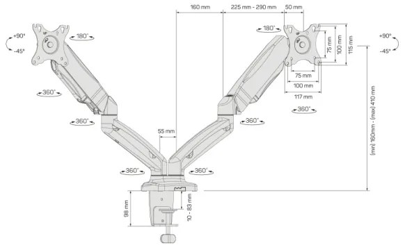 CONNECT IT CMF-3207-BK - Univerzálny držiak na 2 monitory 13-27” čierna